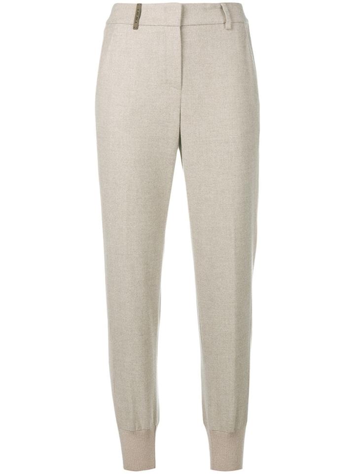 Peserico Tapered Cropped Trousers - Nude & Neutrals