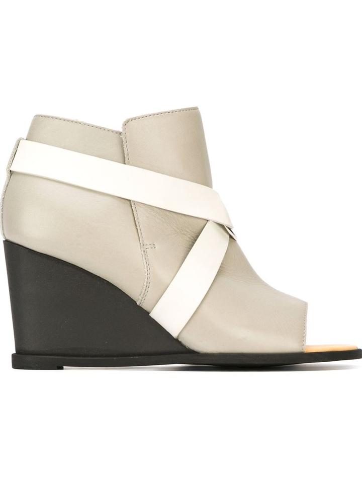 Mm6 Maison Margiela Open Toe Strapped Wedge Booties