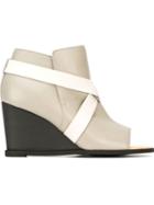 Mm6 Maison Margiela Open Toe Strapped Wedge Booties