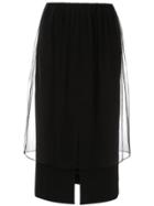 Le Ciel Bleu Mesh-detail Midi Skirt - Black