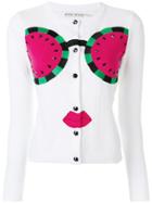 Alice+olivia Watermelon Face Embroidered Cardigan - White