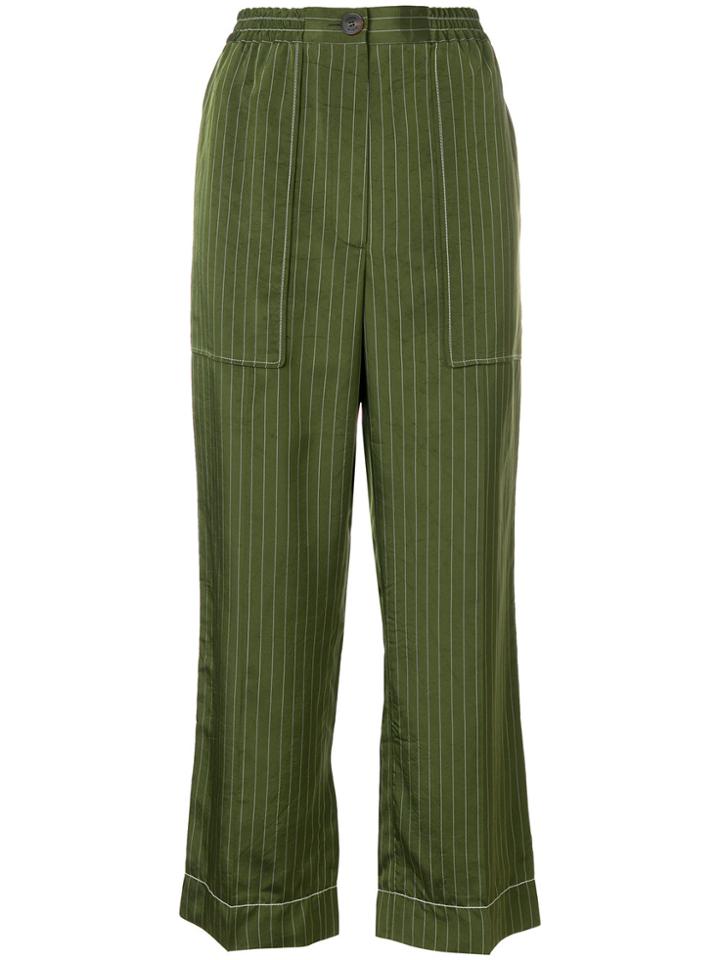 Sonia Rykiel Rive Gauche Striped Trousers - Green
