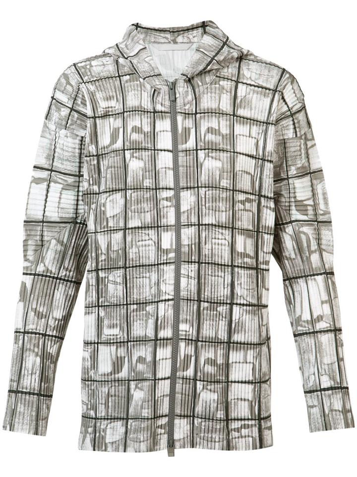 Homme Plissé Issey Miyake - Zipped Pleated Hoodie - Men - Polyester - 3, Grey, Polyester