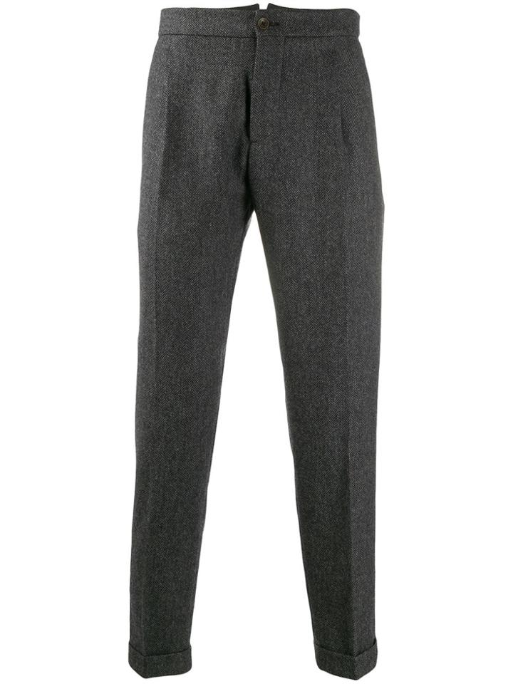 Berwich Straight-leg Chevron Trousers - Grey