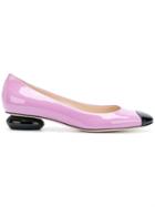 Bottega Veneta Round Toe Ballerina Shoes - Pink & Purple