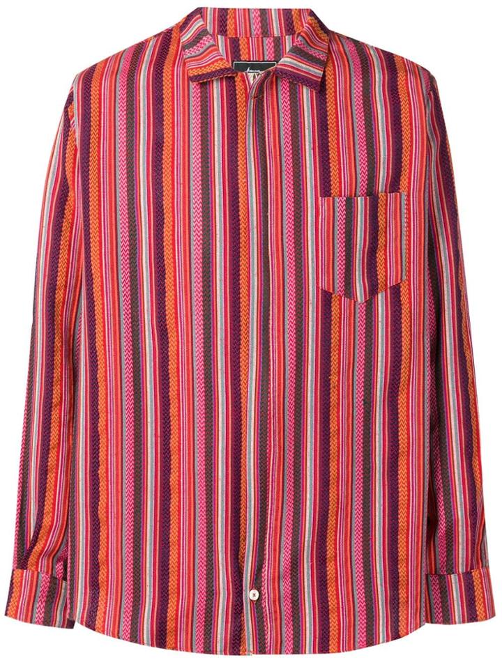Paura Embroidered Stripe Shirt - Purple