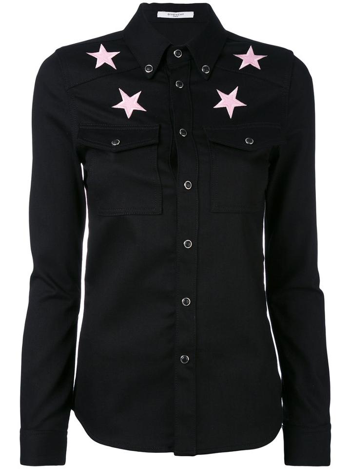 Givenchy - Star Embroidered Shirt - Women - Cotton/polyester/spandex/elastane - 34, Black, Cotton/polyester/spandex/elastane