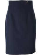 Versace Collection Pencil Skirt, Women's, Size: 40, Blue, Polyester/spandex/elastane