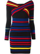 Diesel Coloured Stripes Fitted Dress, Women's, Size: Large, Black, Cotton/rayon/nylon/spandex/elastane