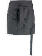 Rokh Strap-embellished Wrap Skirt - Grey