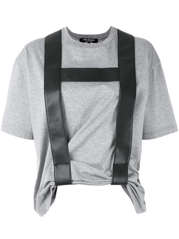 Junya Watanabe Comme Des Garçons - Contrast T-shirt - Women - Cotton/nappa Leather - M, Grey, Cotton/nappa Leather