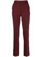Ganni Checked Straight-leg Trousers - Red