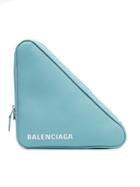 Balenciaga Blue Triangle Leather Clutch