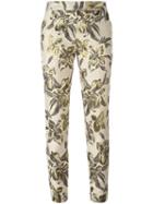 Christian Pellizzari Floral Print Cropped Trousers, Women's, Size: 42, Nude/neutrals, Acrylic/polyester/cotton/viscose