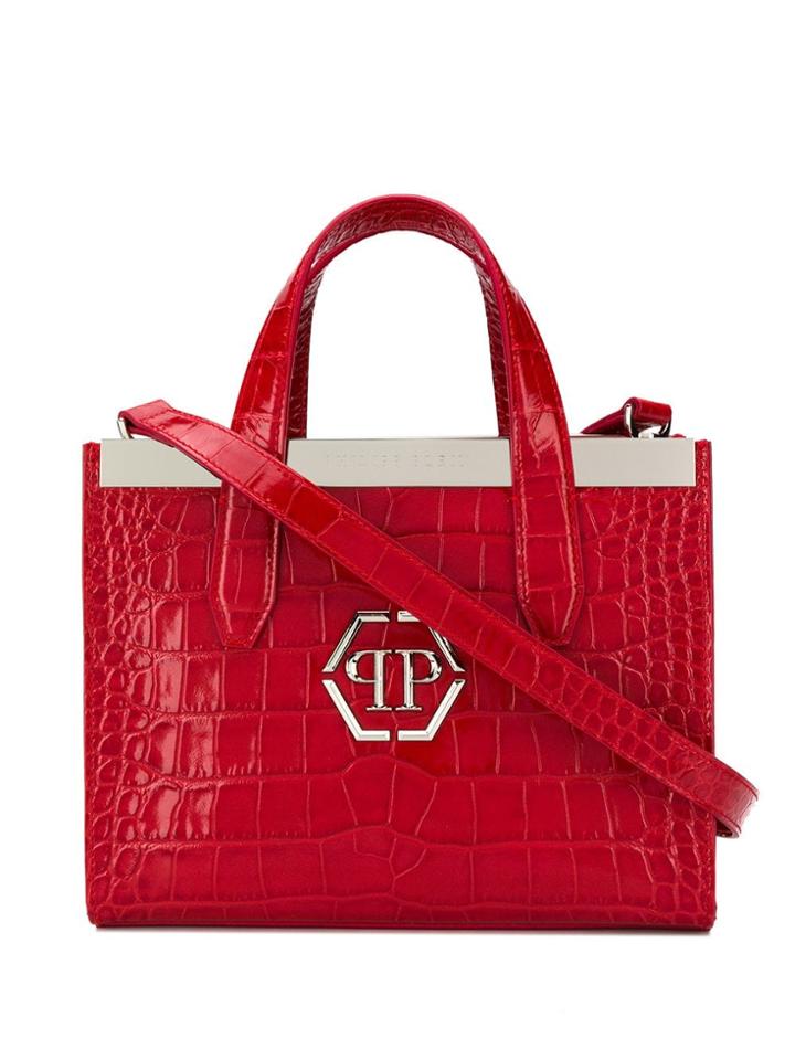 Philipp Plein Croc-effect Tote Bag - Red