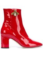 Gucci Bee Ankle Boots - Red