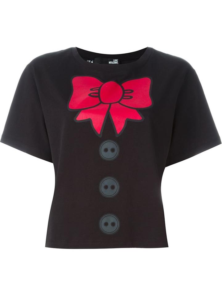 Love Moschino Printed T-shirt, Women's, Size: 38, Black, Cotton