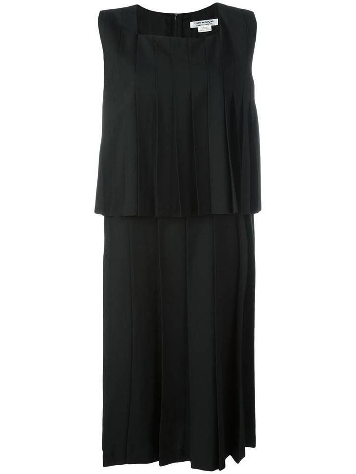 Comme Des Garçons Comme Des Garçons Pleated Layered Dress, Women's, Size: Medium, Black, Wool/cupro
