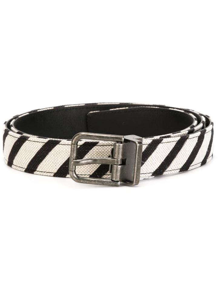 Dolce & Gabbana Striped Belt, Men's, Size: 95, White, Cotton
