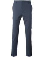 Prada Folded Hem Skinny Trousers, Men's, Size: 50, Blue, Cotton/polyamide/spandex/elastane