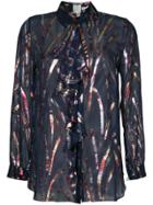 Ingie Paris Embellished Sheer Shirt - Blue
