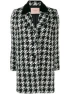 Twin-set Houndstooth Pattern Coat - Black