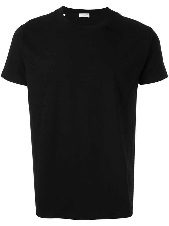 Saint Laurent Distressed Short Sleeve T-shirt, Men's, Size: Small, Black, Cotton
