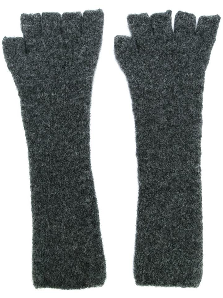 Isabel Benenato Fingerless Gloves, Women's, Grey, Polyamide/spandex/elastane/yak/merino
