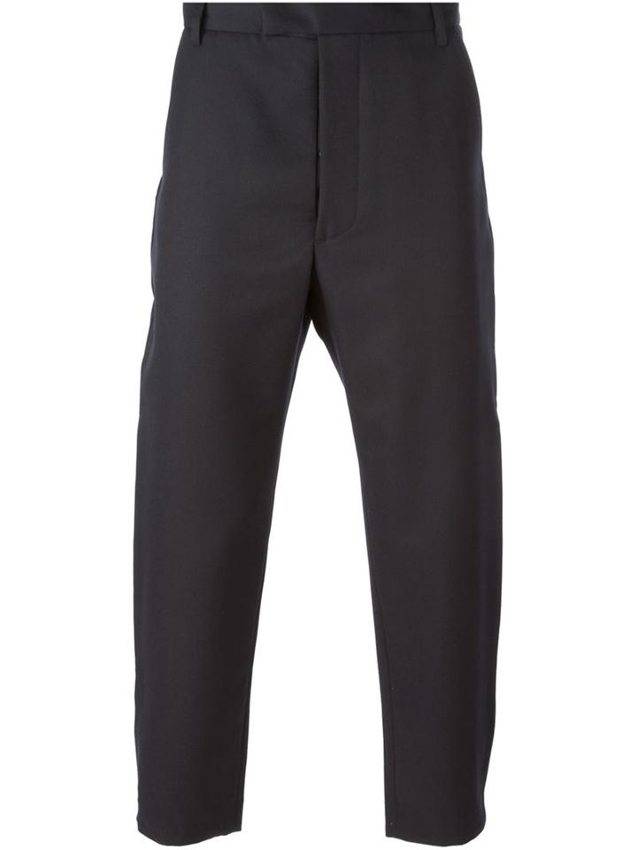 Matthew Miller Cropped Slim Fit Trousers, Men's, Size: Medium, Blue, Polyester/wool