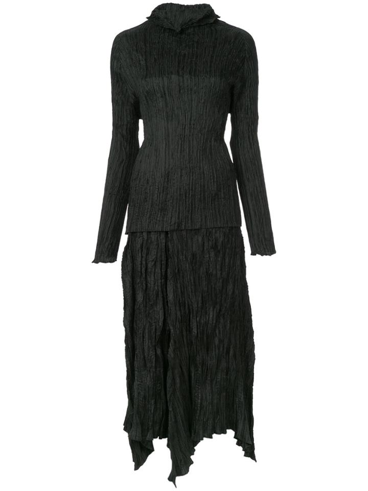 Issey Miyake Pleated Skirt Suit - Black