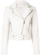 Pinko Cropped Leather Jacket - White