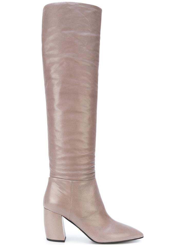 Prada Block Heel Boots - Grey