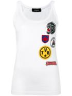 Dsquared2 Patch Embroidered Tank Top, Women's, Size: Xs, White, Cotton