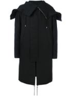 Juun.j Zipped Oversize Collar Coat, Men's, Size: 48, Black, Cotton/polyester/rayon