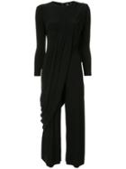 Norma Kamali Long-sleeve Draped Jumpsuit - Black