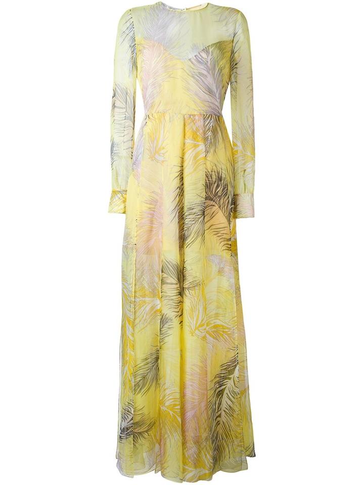 Emilio Pucci Feathers Print Dress, Women's, Size: 40, Yellow/orange, Silk