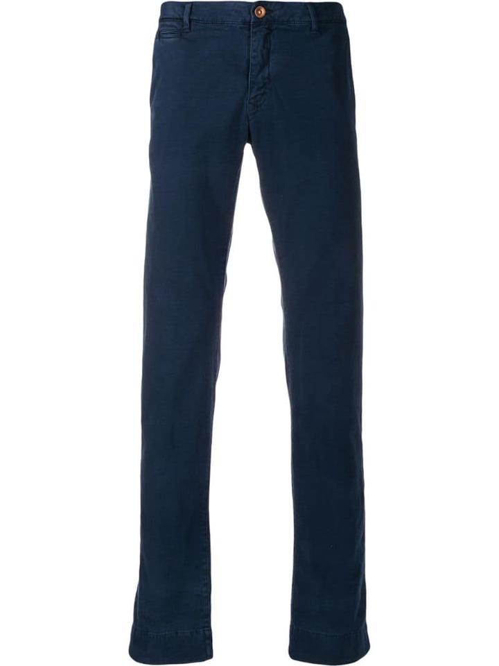 Hand Picked Slim-fit Mid-rise Chinos - Blue