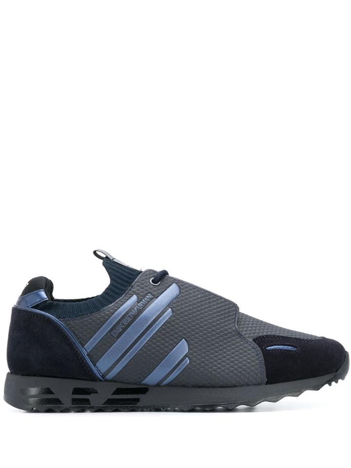 Emporio Armani Panelled Sneakers - Blue
