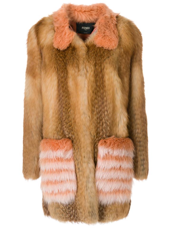 Fendi Oversized Fur Coat - Yellow & Orange