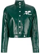 Courrèges Patent Cropped Jacket - Green