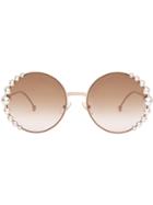 Fendi Ribbons And Pearls Sunglasses - Metallic