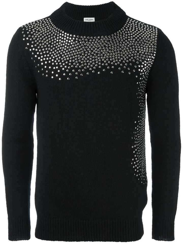Saint Laurent Studded Crew Neck Sweater