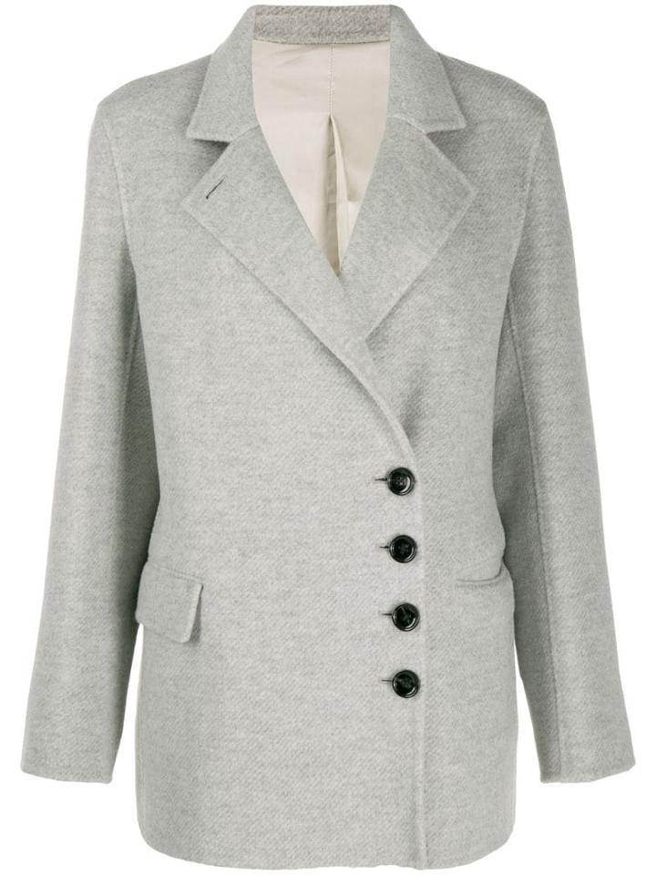 Joseph Lyne Diagonal Button Coat - Grey