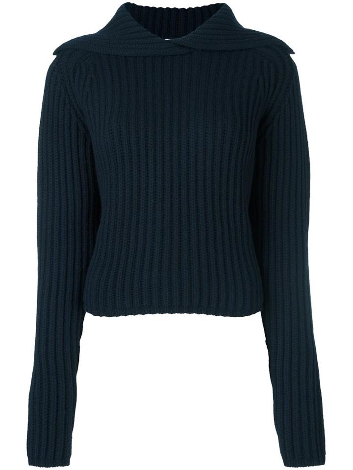 Carven 'felted Knit' Pullover, Women's, Size: Medium, Blue, Nylon/wool