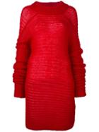 A.f.vandevorst Ribbed Scarf Detail Dress, Women's, Size: 40, Red, Polyamide/mohair/wool