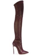 Casadei Thigh Length Stiletto Boots - Red