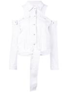 Jonathan Simkhai - Cold Shoulder Denim Jacket - Women - Cotton - S, White, Cotton