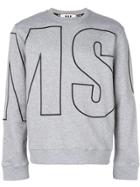 Msgm Logo Embroidered Sweatshirt - Grey