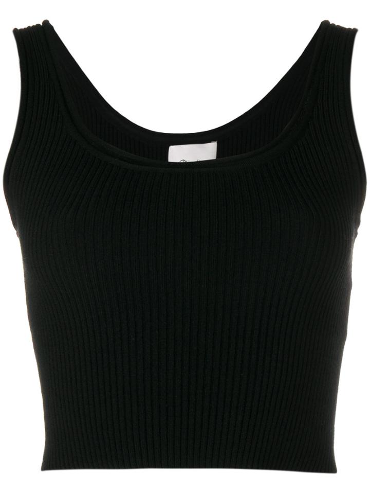 3.1 Phillip Lim Cropped Ribbed Tank Top - Black