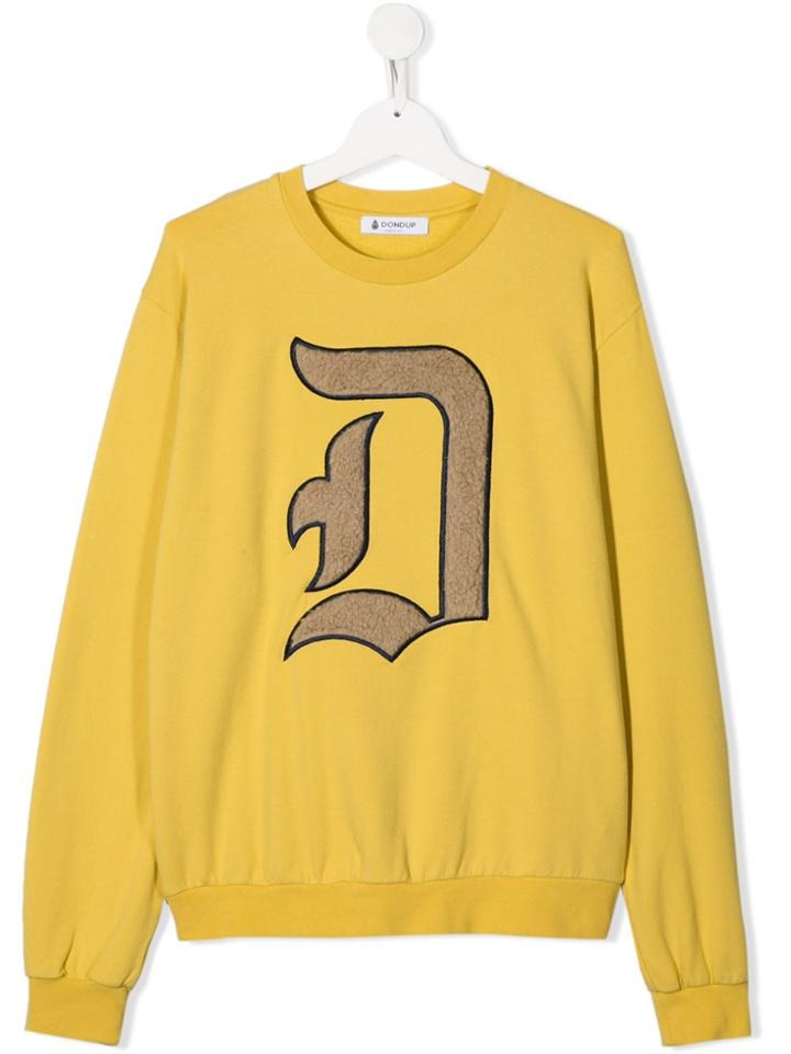 Dondup Kids Shearling-logo Jersey Sweatshirt - Yellow